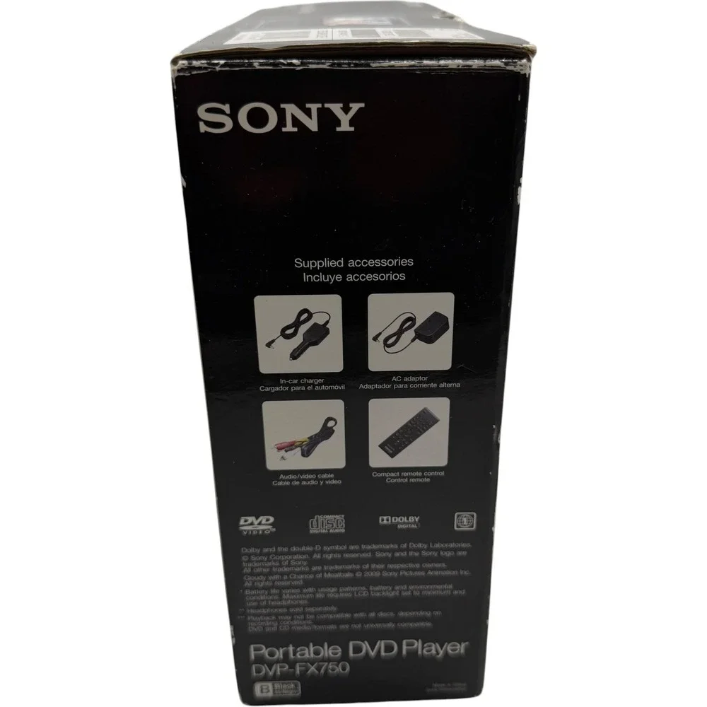 Sony DVP-FX750 Portable DVD Player 7 Inch Widescreen Black Tested Working